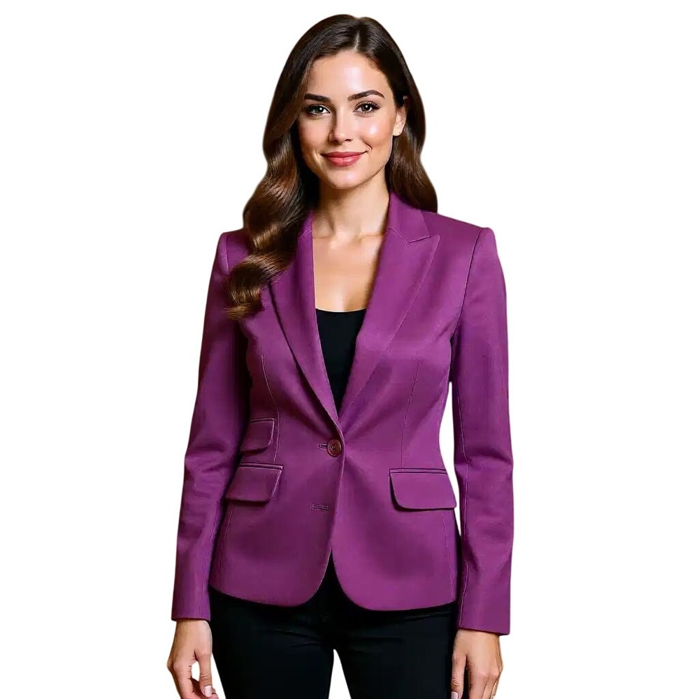 Alfani Women's Purple‎ 100% Linen  One Button Blazer Size 6